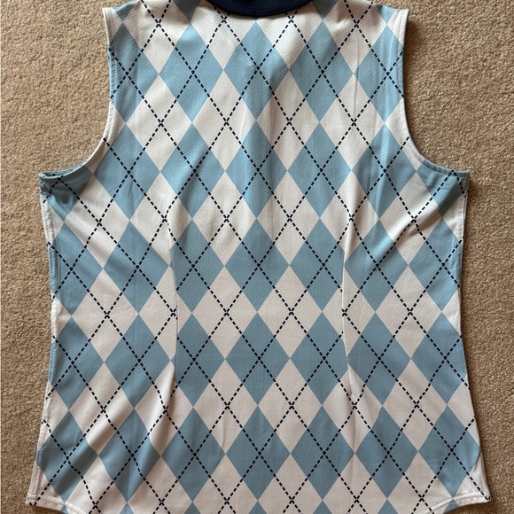Jofit Women's Argyle Sleeveless Polo - Blue and White - Picture 4 of 7